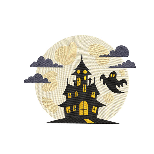 Ghost house embroidery designs Halloween - 23042402