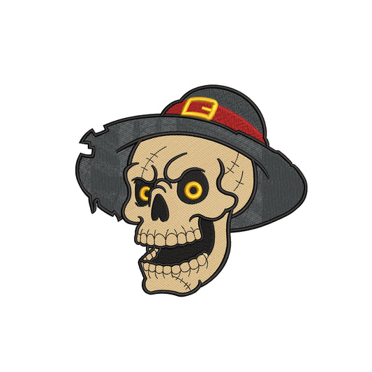 Halloween embroidery designs skull wearing hat - 23042403