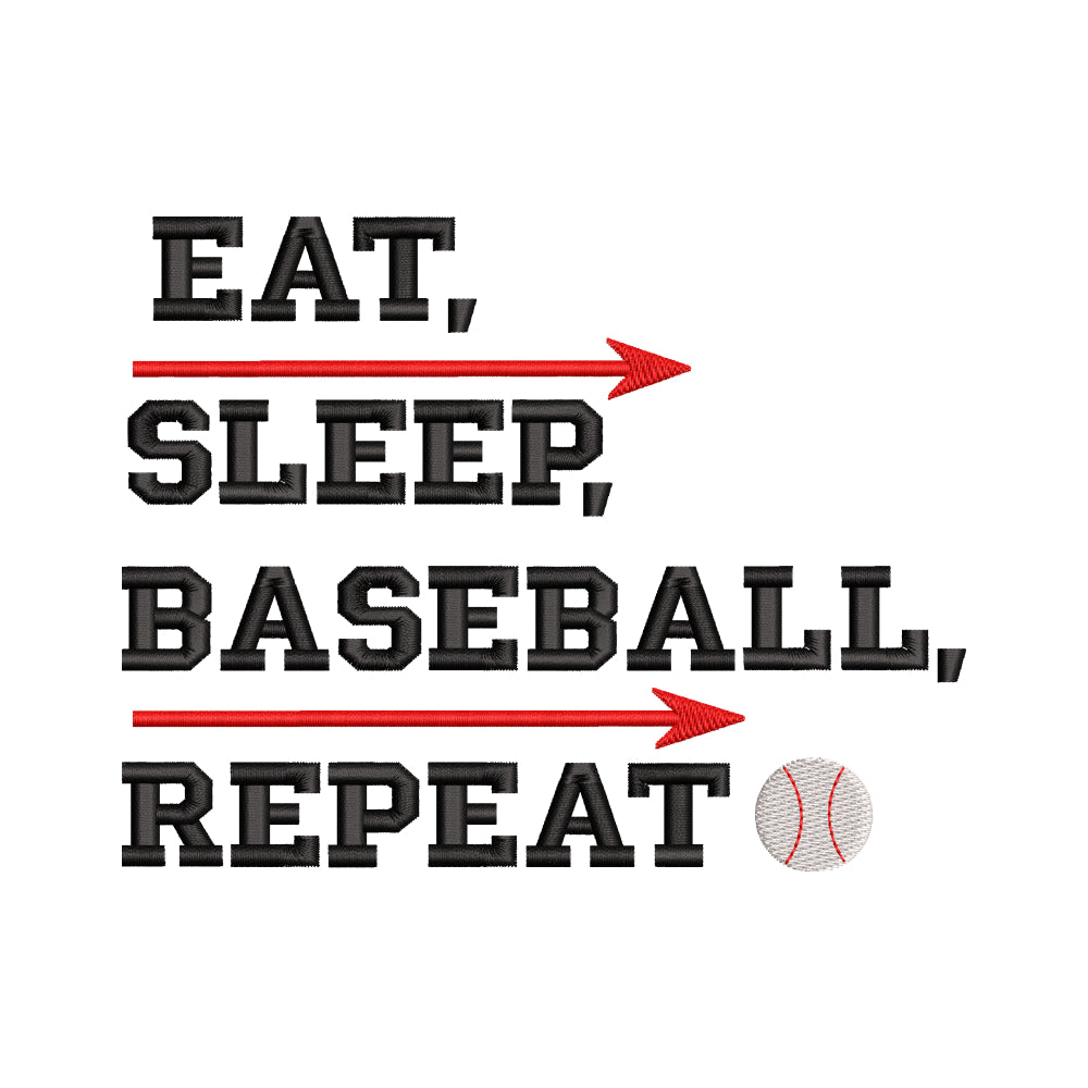 Eat Sleep Baseball Repeat Sport Quote Embroidery Design - SG23062408