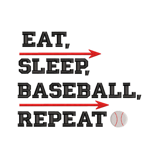 Eat Sleep Baseball Repeat Sport Quote Embroidery Design - SG23062408