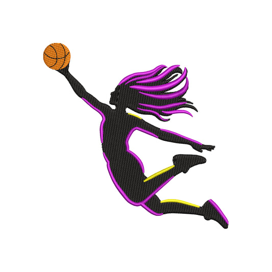 Girls Silhouette Basketball Sports Embroidery Design - SG23062409
