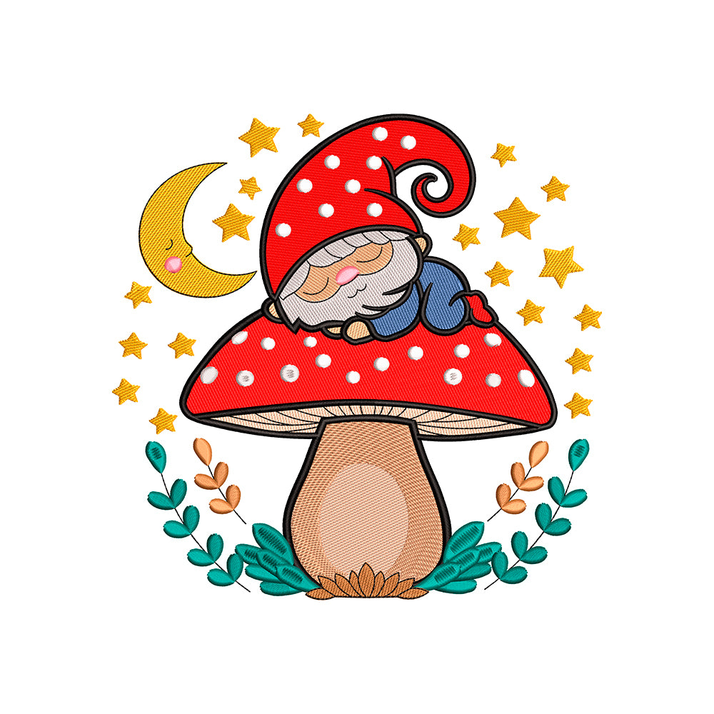 Sleeping gnome embroidery designs for machine - 231003