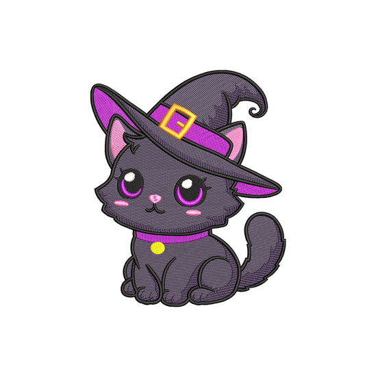 Halloween embroidery designs witch's cat - 25042401