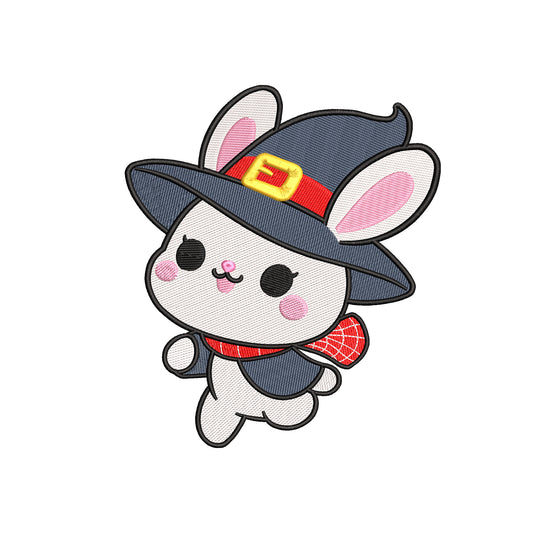 Halloween embroidery designs bunny wearing witch's hat - 25042404