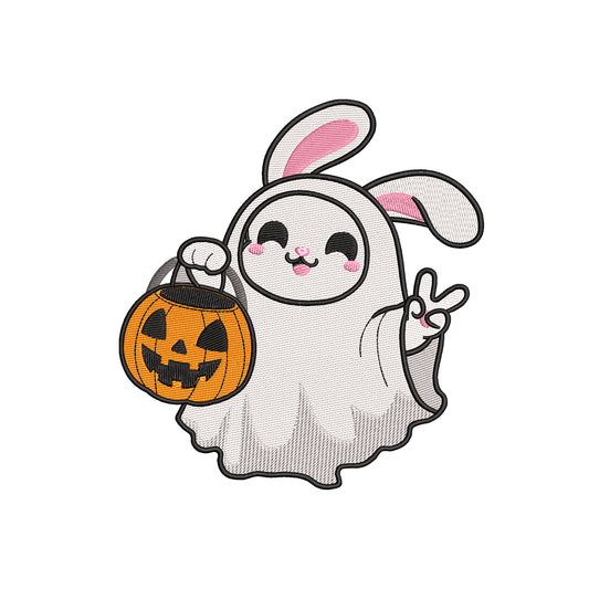 Halloween embroidery designs bunny wearing ghost wear - 25042405