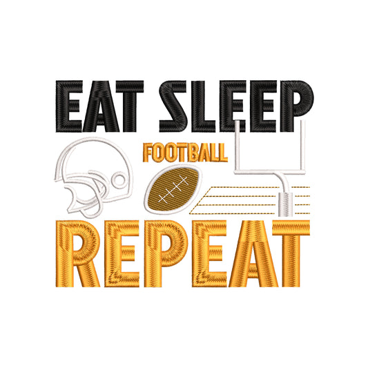 Eat Sleep Football Repeat American Football Quote Sports Embroidery Design - SG26062416