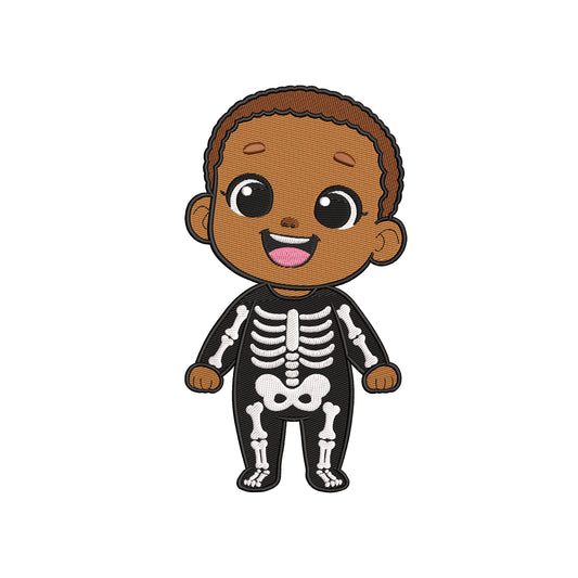 Cute baby wearing skeleton wear embroidery design halloween - 28042403