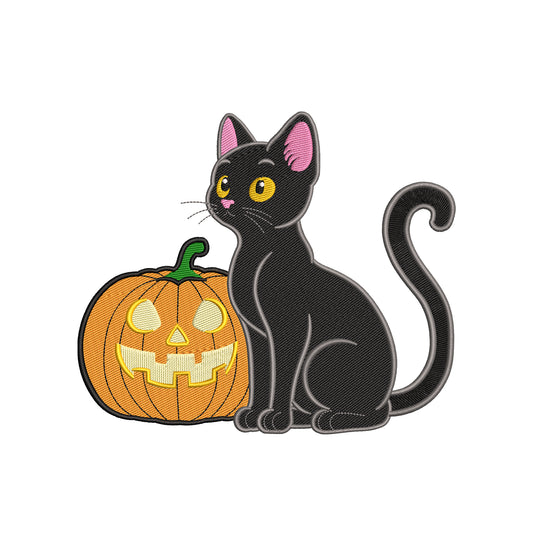 Halloween cat embroidery designs pumpkin - 28042407
