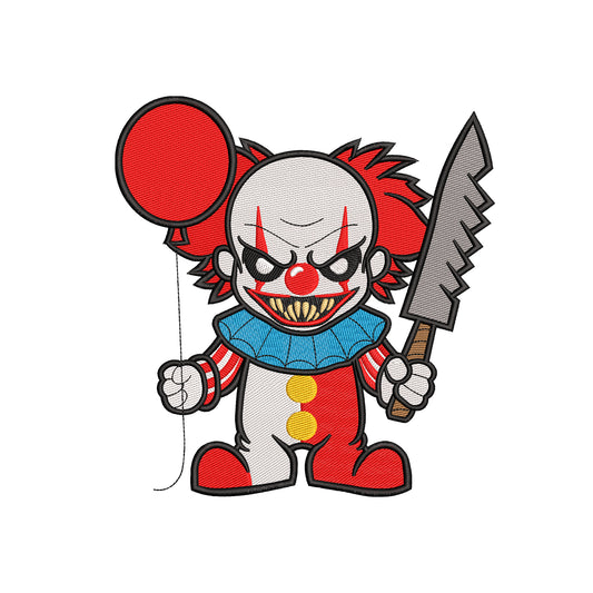 Creepy clown embroidery designs Halloween - 28042408
