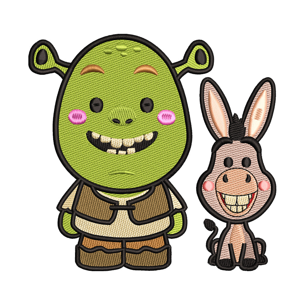Shrek and Donkey Embroidery Design - 310312