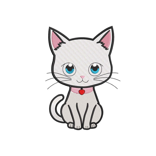 Cute White Cat Baby Embroidery Design – 31032412