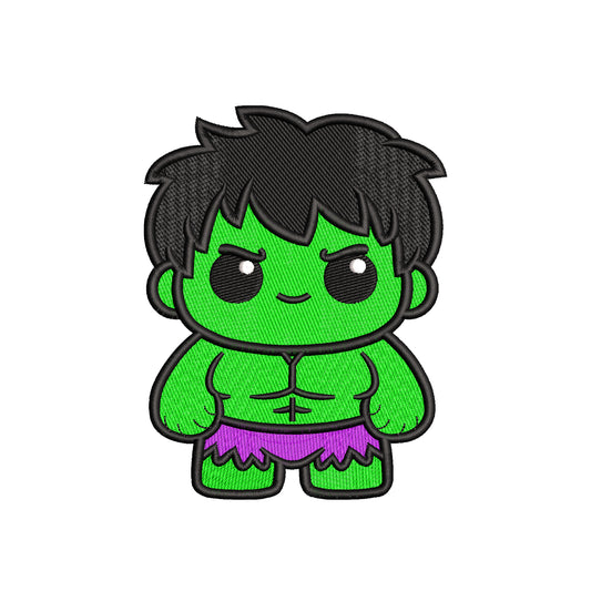 Cute chibi character embroidery designs green superhero - 314071
