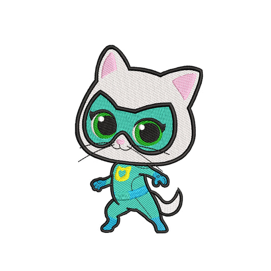 Cartoon cat superhero machine embroidery designs - 329004