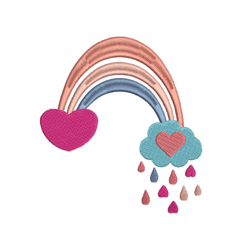Rainbow Heart Rain machine embroidery designs - 410031