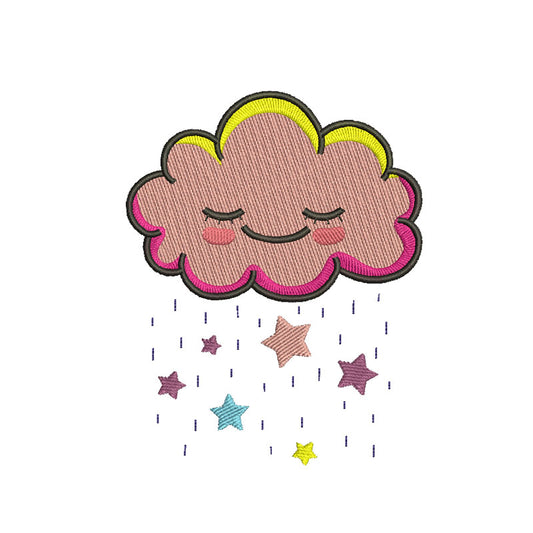 Cloud rain stars machine embroidery designs - 410035