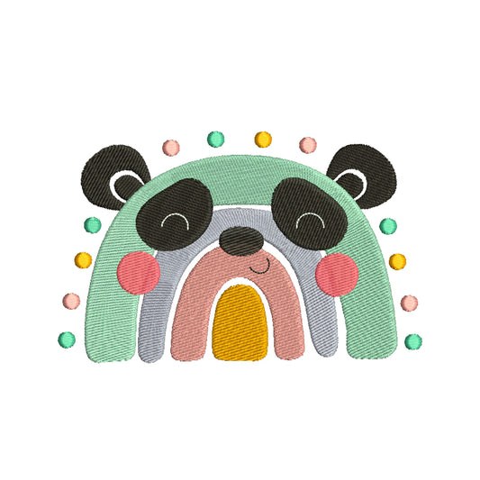 Panda rainbow embroidery designs for machine - 410094
