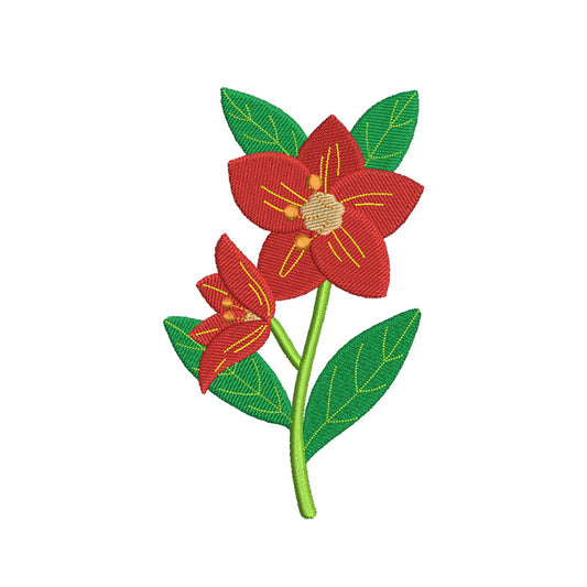 Red flower machine embroidery designs - 710013