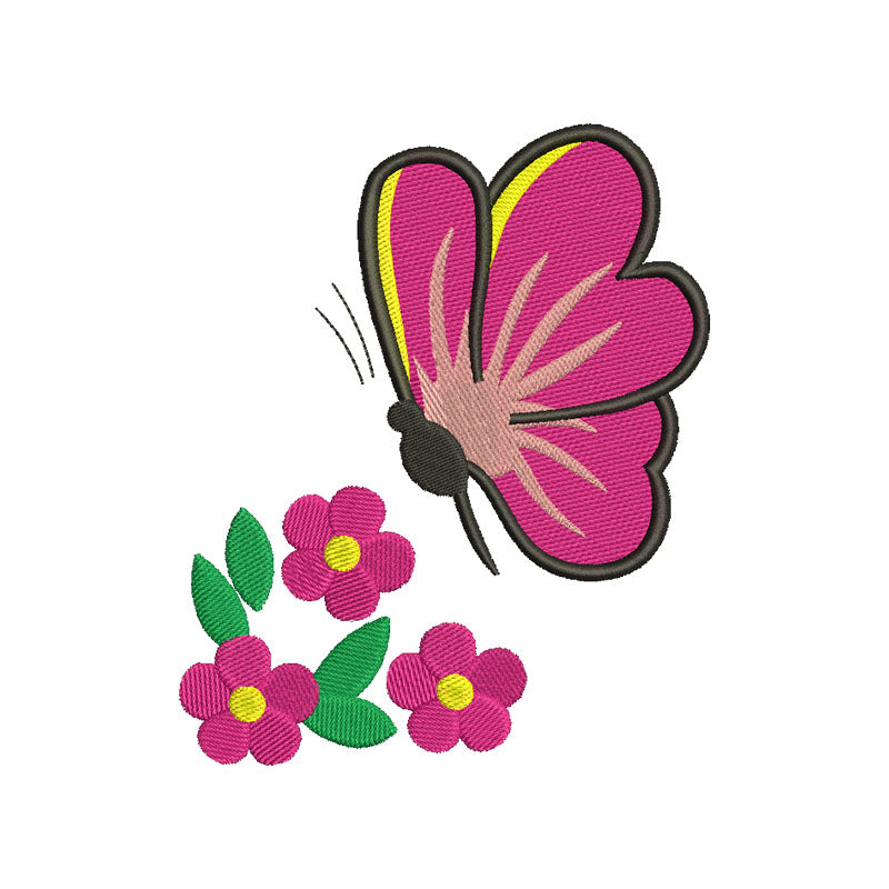 Flowers with butterfly machine embroidery designs - 710014