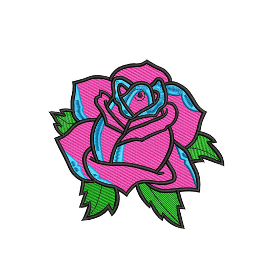 Pink-blue rose embroidery designs for machine - 710102