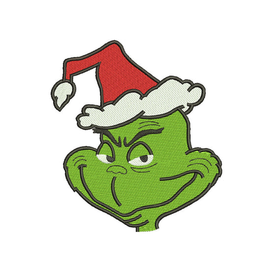 Christmas embroidery designs green face character - 910055