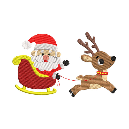 Christmas Santa and deer digital embroidery designs - 910276