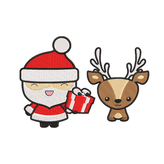 Santa and Deer Christmas digital embroidery designs - 910287