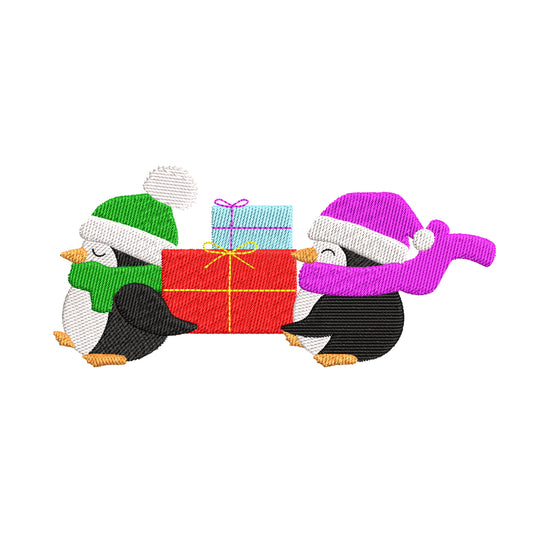 Christmas penguins gifts digital embroidery designs - 910289