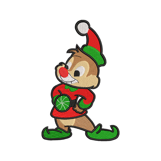 Cute chipmunk designs of embroidery Christmas - 910300