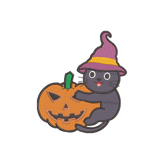 Halloween black cat pumpkin machine embroidery designs - 930048