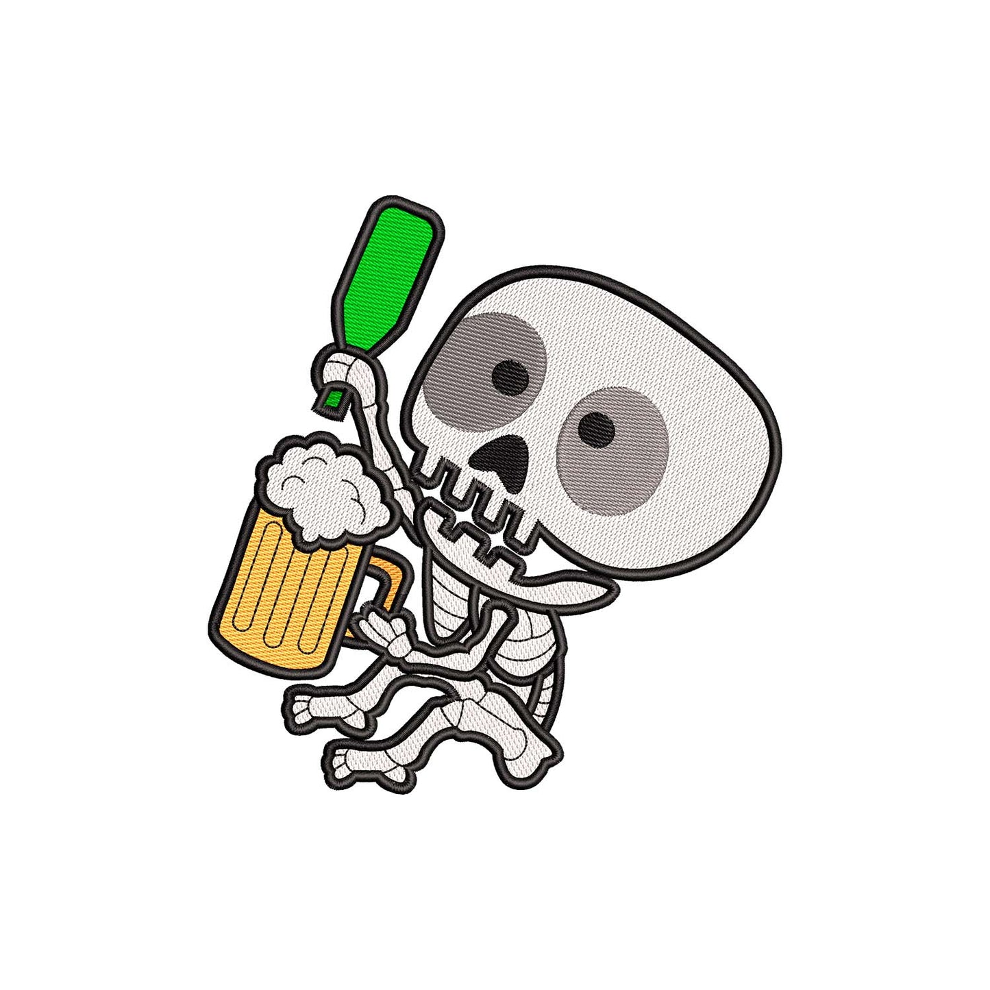 Skeleton drinks beer embroidery designs Halloween - 930060