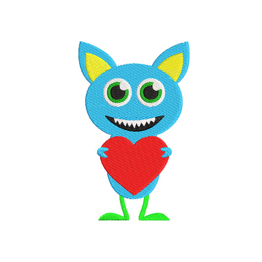 Monster with heart embroidery designs Valentine's Day - 960030
