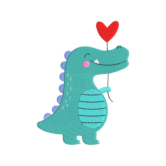 Valentine embroidery designs alligator with heart - 960044