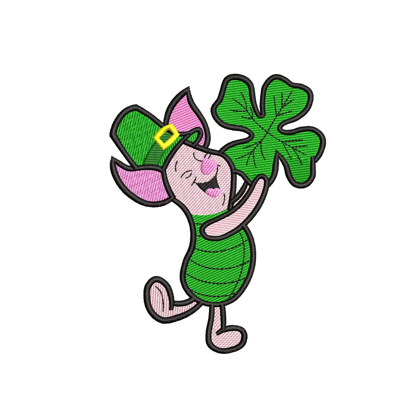 Little pig with clever embroidery designs St. Patrick's Day - 980006