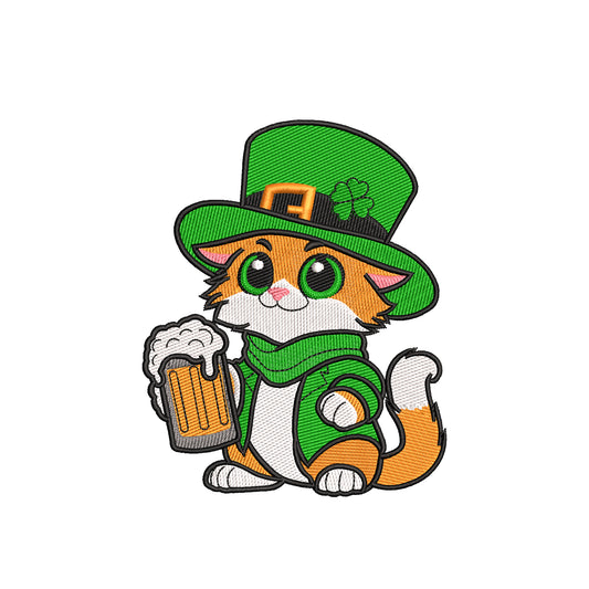 Cute cat St. Patrick's Day embroidery designs for machine - 980011