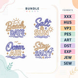 Beach Quotes Embroidery Bundle Salt And Sun Ocean Air Coastal