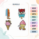 Cute Ice Cream Embroidery Bundle Kawaii Popsicle Dessert