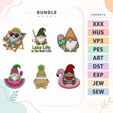 Summer Gnome Embroidery Bundle Beach Lake Tropical