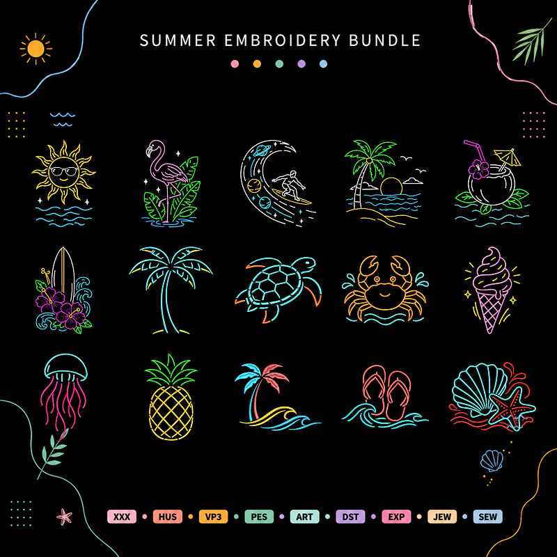 Summer Beach Embroidery Bundle Tropical Ocean Coastal - BSG0000011