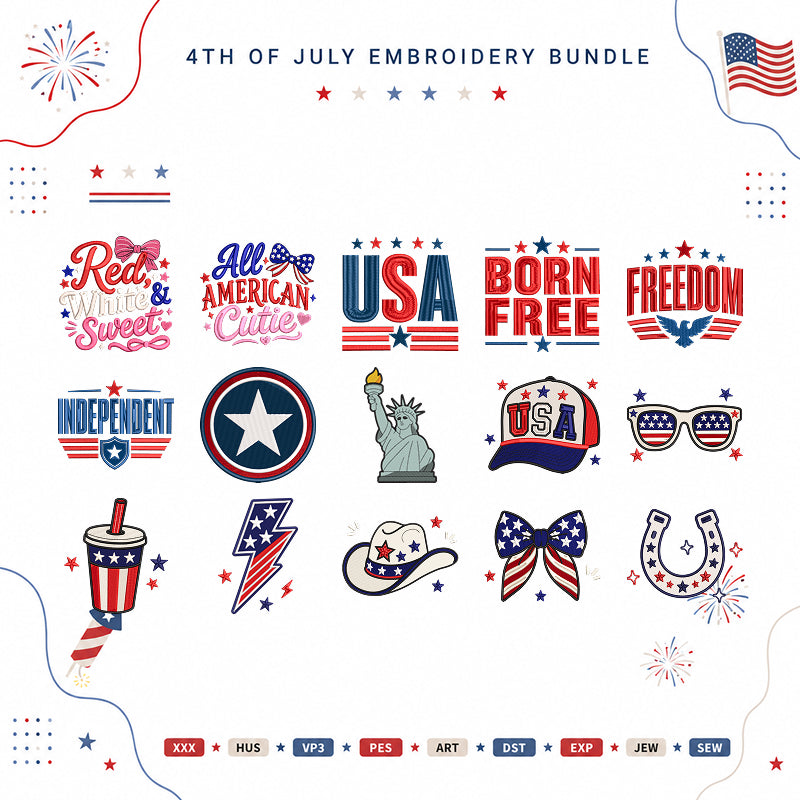 Patriotic 4th Of July Embroidery Bundle USA Freedom Americana - BSG0000014