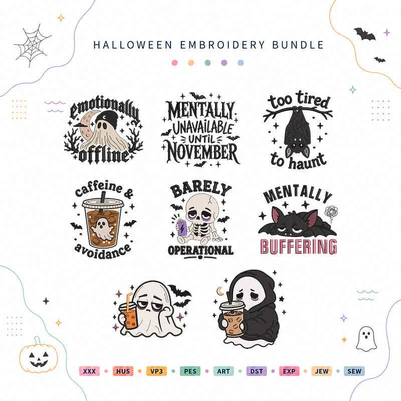 Funny Halloween Quotes Embroidery Bundle Sarcastic Ghost - BSG0000018
