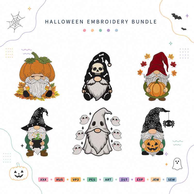 Halloween Gnome Embroidery Bundle Ghost Pumpkin Witch - BSG0000019