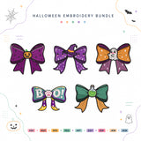 Cute Witchy Halloween Bow Embroidery Bundle Ghost Pumpkin Boo Bow Files - BSG0000026
