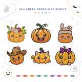 Cute Pumpkin Characters Halloween Embroidery Bundle Kawaii Pumpkin Files - BSG0000029