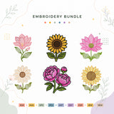 Floral Embroidery Bundle Sunflower Lotus Peony Daisy Flower Files - BSG0000030