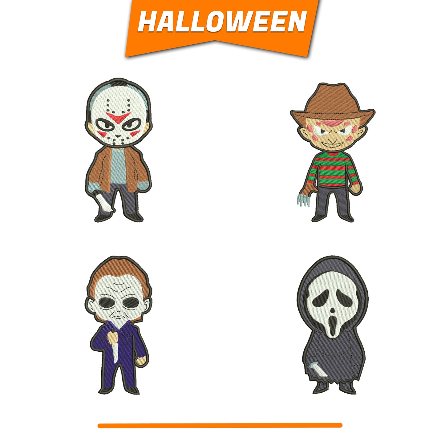 Horror characters embroidery bundle halloween embroidery files