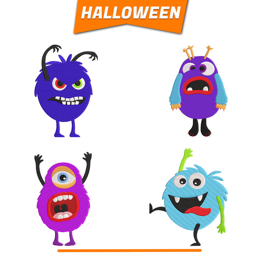 Monsters embroidery bundle halloween embroidery digital files