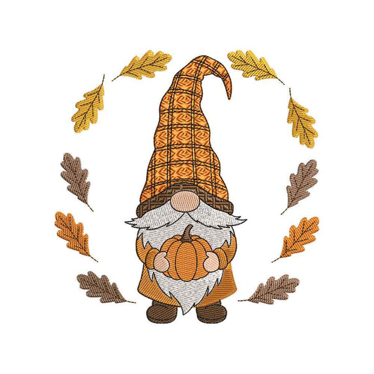 Autumn Gnome Pumpkin Embroidery Design for Fall Decor & Shirts - SG24062709