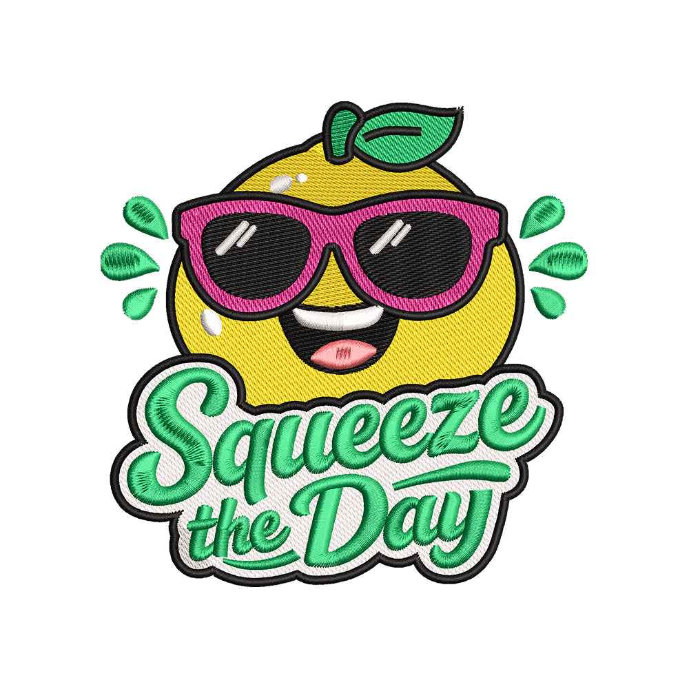 Squeeze the Day Embroidery Design Lemon Summer Quote Funny Citrus - SG01052602