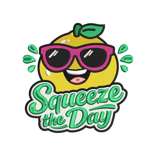 Squeeze the Day Embroidery Design Lemon Summer Quote Funny Citrus - SG01052602