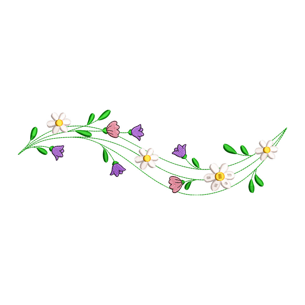 Delicate Wildflower Border Embroidery Design - SG01060301